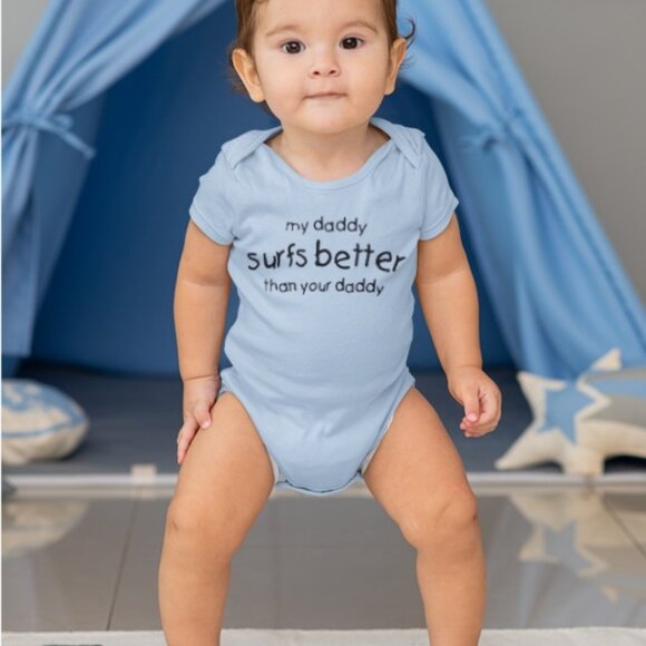 My daddy surfs better than your daddy Surfer baby onesie bodysuit - Picture 3 of 3